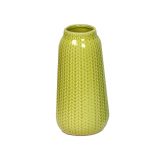 Jaggered Pattern Yellowish Green Ceramic Vase For Home And Office