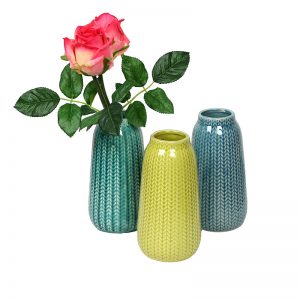 Jaggered Pattern Ceramic Vase For Home And Office - Set of 3