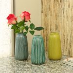 Jaggered Pattern Ceramic Vase For Home And Office - Set of 3