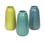Jaggered Pattern Ceramic Vase For Home And Office - Set of 3