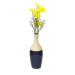 Off White And Deep Blue Stripped Ceramic Vase