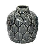 Aqua Blue Leafy Design Ceramic Vase