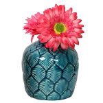 Deep Ash Grey Leafy Design Ceramic Vase