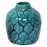 Deep Ash Grey Leafy Design Ceramic Vase