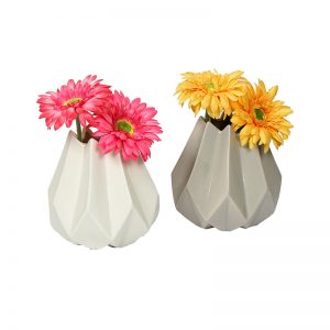 Differently Handcrafted Grey & White Decorative Ceramic Vase - Set of 2