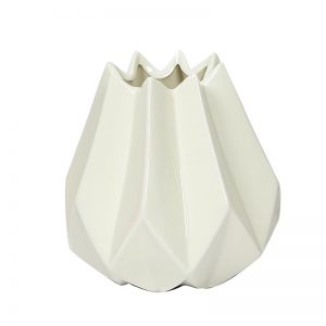 Differently Handcrafted White Decorative Ceramic Vase