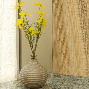 Round Decorative Glazed Ceramic Vase - Beige