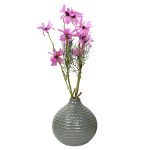 Round Decorative Glazed Ceramic Vase-Grey