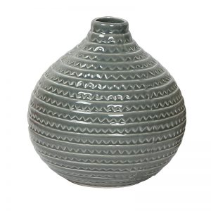 Round Decorative Glazed Ceramic Vase-Grey