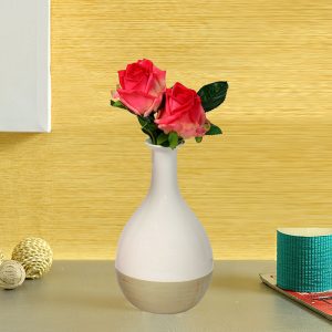 Dual Tone White Ceramic Vase