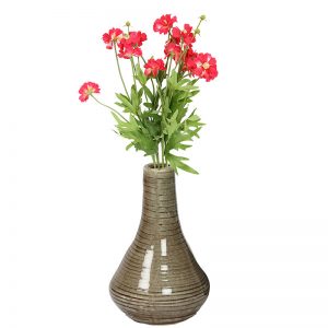 Beige Marble Finish Shiny Ceramic Vase