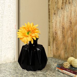 Black Groovy Designer Ceramic Vase