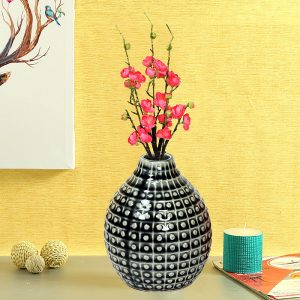 Handcrafted Charcoal Grey Glazed Ceramic Vase