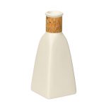 White Stylish Corkd Neck Ceramic Vase