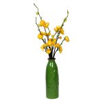 Embossed Leaf Design Green Ceramic Vase