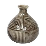 Geometrical Brown Handcrafted Ceramic Vase
