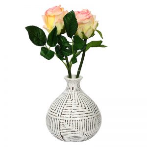 Geometrical White Handcrafted Ceramic Vase