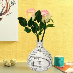 Geometrical White Handcrafted Ceramic Vase
