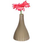 Linear Ribbed Style Brown Ceramic Vase