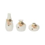Delicately Handcrafted Floral Design Ceramic Vase Set Of 3