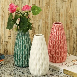Geometrically Designed Ceramic Vase - Set of 3