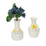 Delicately Handcrafted Floral Design Ceramic Vase Set Of 2