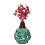 Green Rustic Finish Round Ceramic Vase