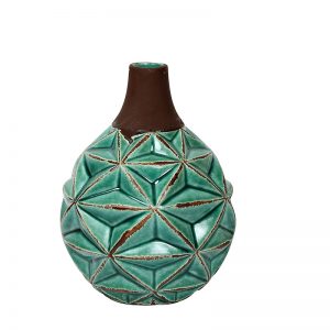 Green Rustic Finish Round Ceramic Vase