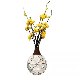 White Rustic Finish Round Ceramic Vase