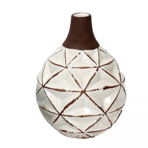 White Rustic Finish Round Ceramic Vase