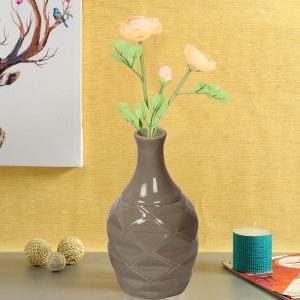 Bottle Shaped Handcrafted Brown Ceramic Vase