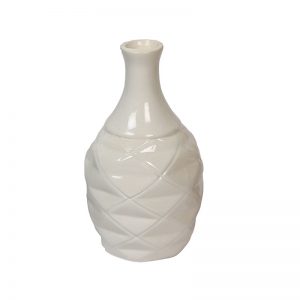 Bottle Shaped Handcrafted White Ceramic Vase