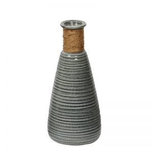 Jute Knotted Handcrafted Ceramic Vase-Grey