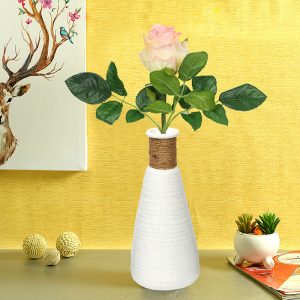 Jute Knotted Handcrafted Ceramic Vase-White