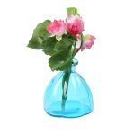 Oval Jar styled Transparent Blue Vase