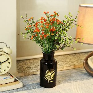 Black Gold Leaf Table Vase