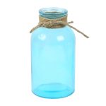 Jute Necked Blue Transparent Glass Vase