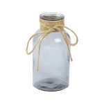 Jute Necked Grey Transparent Glass Vase