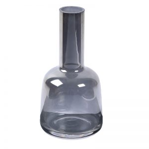 High Neck Grey Table Vase in Glass