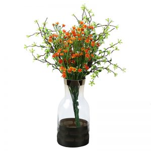 Transparent with Opaque Black Base Fusion Glass Vase