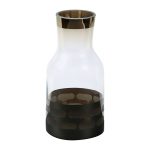 Transparent with Opaque Black Base Fusion Glass Vase