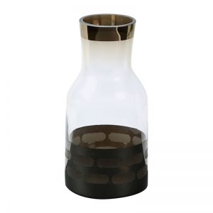 Transparent with Opaque Black Base Fusion Glass Vase