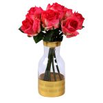 Transparent with Opaque Golden Base Fusion Glass Vase