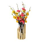 Transparent Glass Vase with Wooden Art support