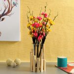 Transparent Glass Vase with Wooden Art support