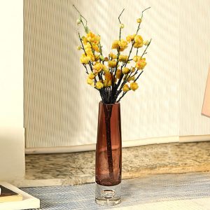 Wine Colour Clear Glass Transparent Cylindrical Vase