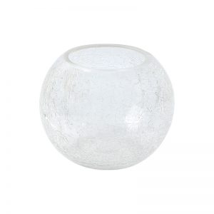 Hand Blown Crinkled Glass Round Vase