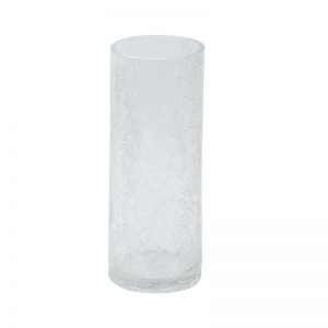 Hand Blown Crinkled Glass Cylinderical Vase