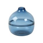 Big Round Heavy Glass Transparent Blue Vase