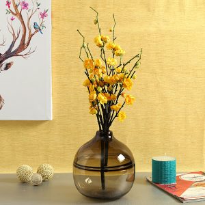 Big Round Heavy Glass Transparent Brown Vase